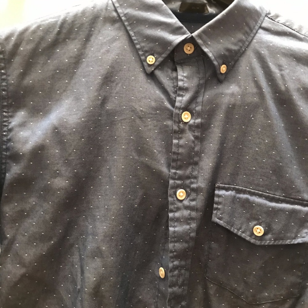 J Crew polka dot blue Oxford sz small never worn